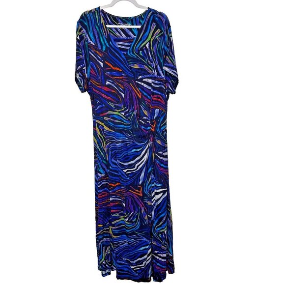 Soft Surroundings Maxi Dress 2X Blue Ruched - Picture 1 of 10